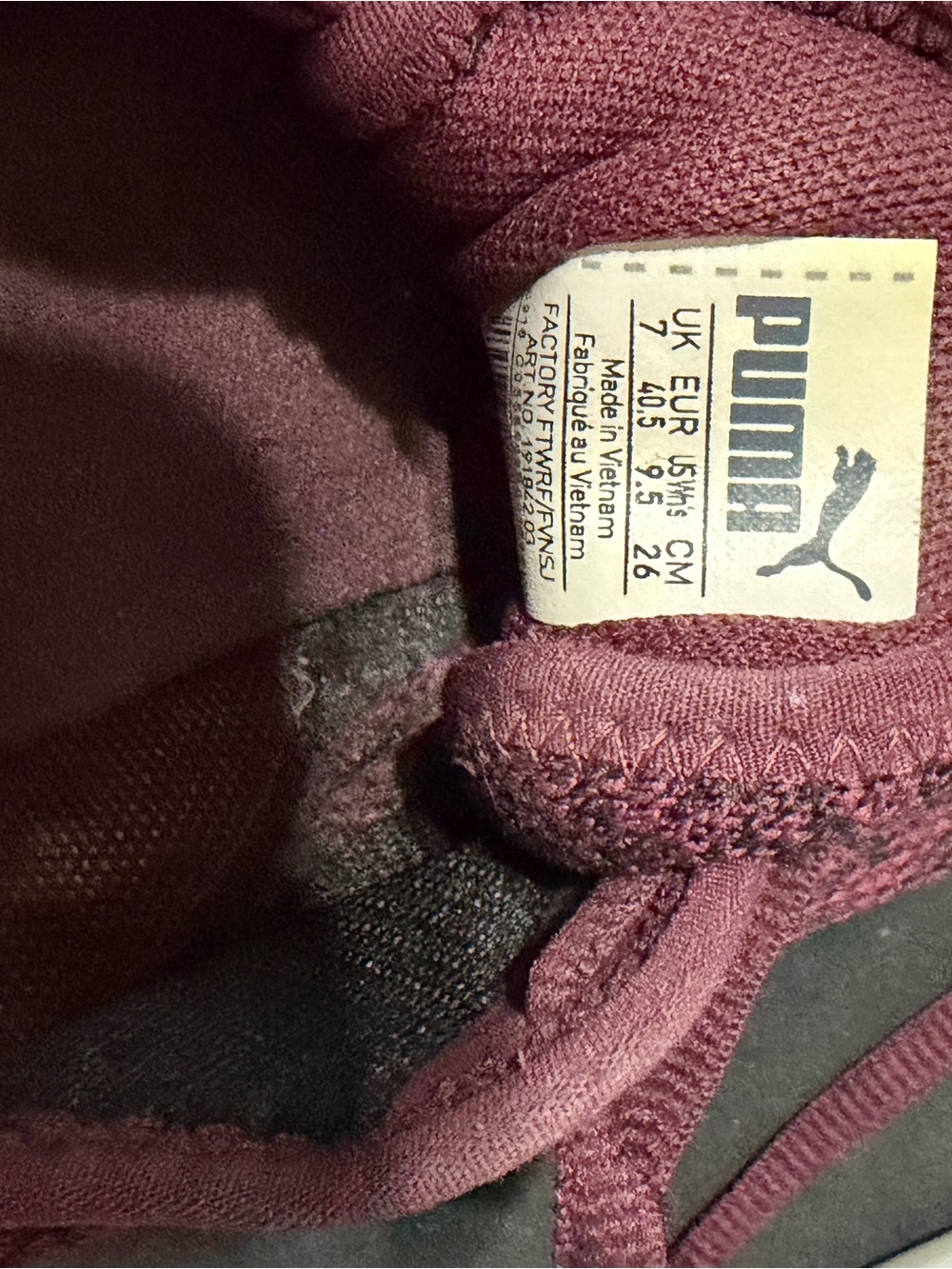 Puma Women's Knit Lace-Up Sneakers in Burgundy - Picture 6 of 7